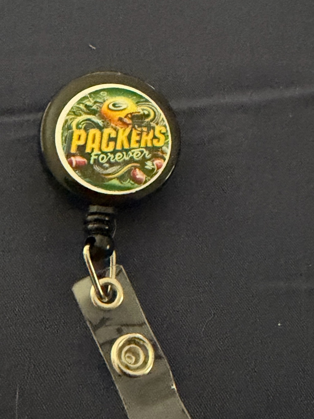Green Packers Forever Retractable Badge Reel Key & Card Holder